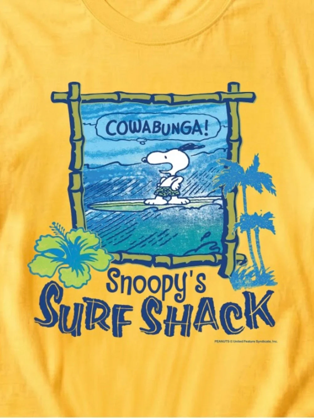 Gildan Yellow Snoopy Surf Shack Graphic Tee